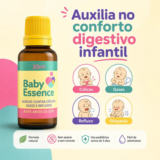 Baby Essence 30ml – Alívio Natural da Cólica, Gases, Refluxo e Disquesia - Linha Baby Essence