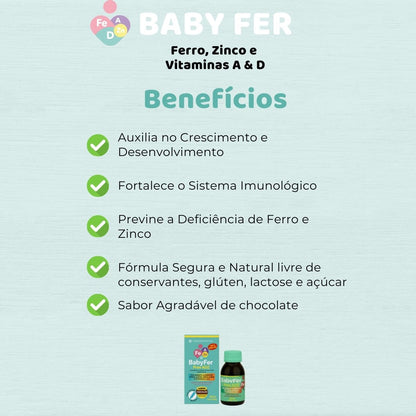Baby Fer 60ml - Suplemento alimentar de Ferro Albion, Zinco Albion e Vitaminas A e D