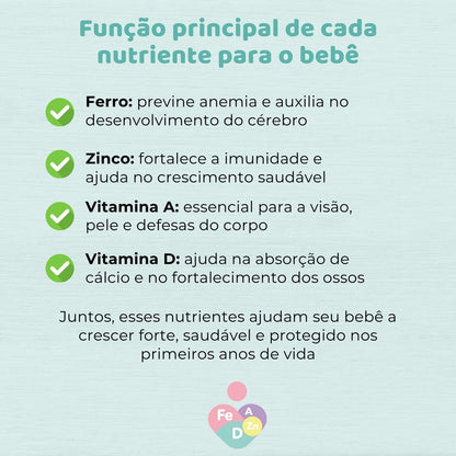 Baby Fer 60ml - Suplemento alimentar de Ferro Albion, Zinco Albion e Vitaminas A e D