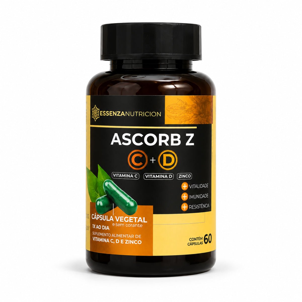 Ascorb Z Vitamina C + Zinco 60 Cápsulas - Imunidade e suporte nutricional para mamães e gestantes - Linha Baby Essence