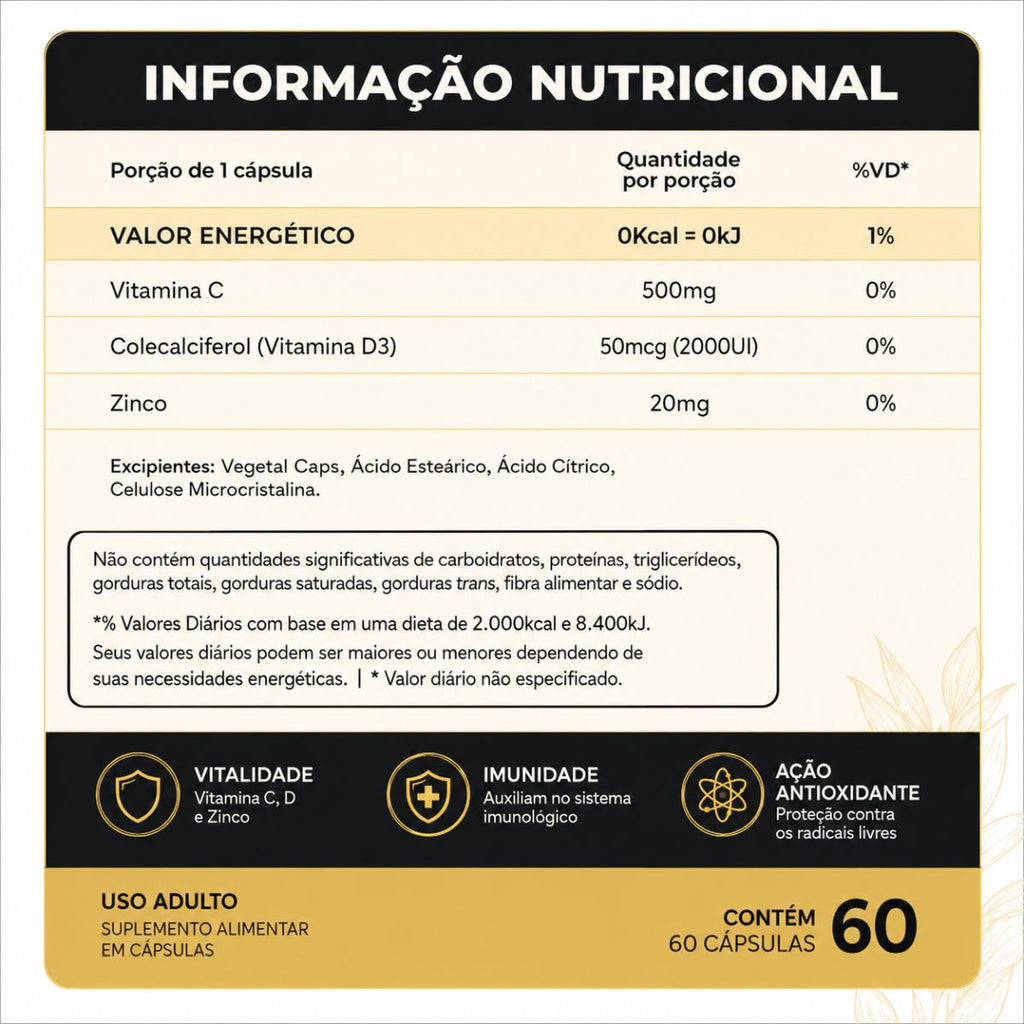 Ascorb Z Vitamina C + Zinco 60 Cápsulas - Imunidade e suporte nutricional para mamães e gestantes - Linha Baby Essence