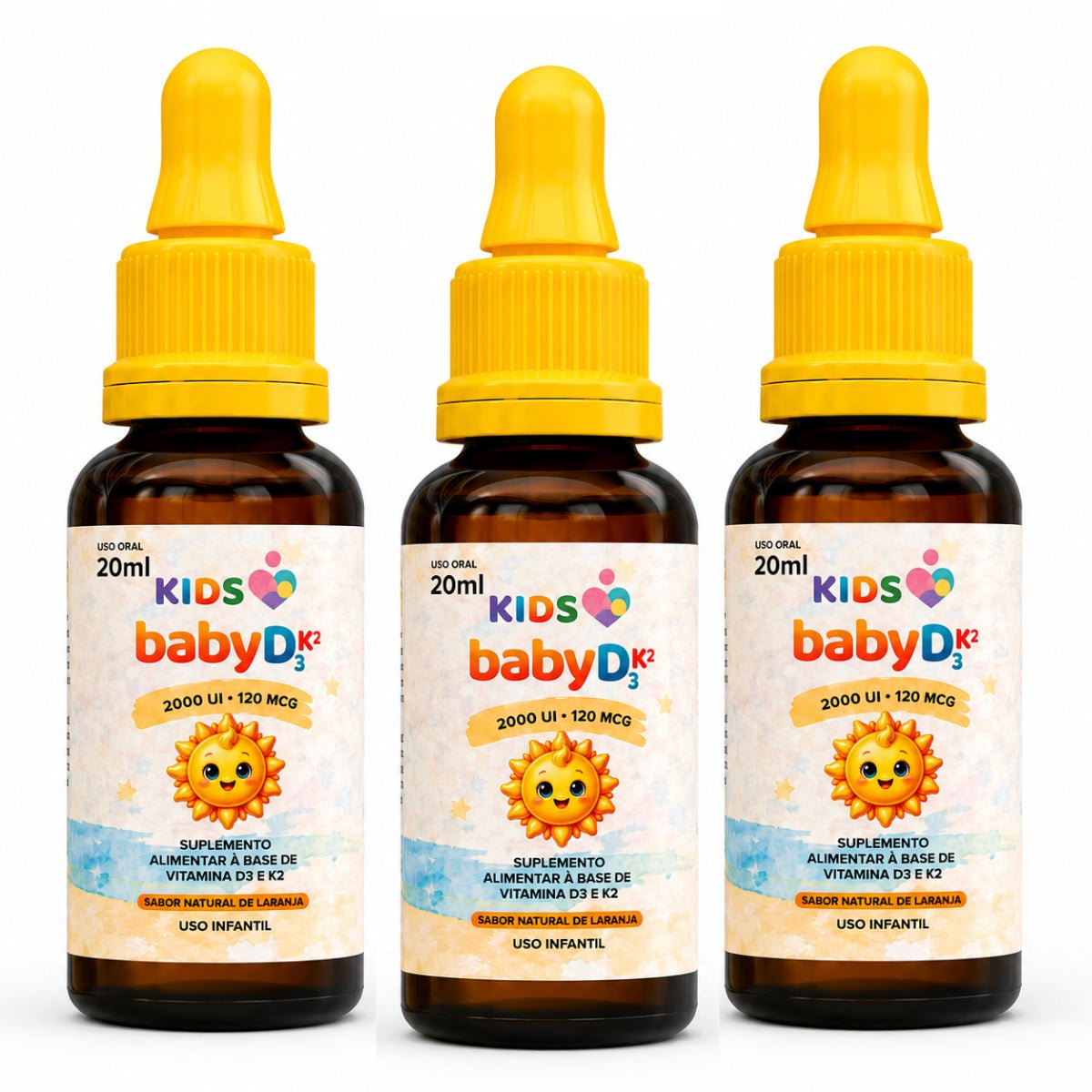 Baby DK 20ml - Vitamina D3 2000 UI + K2 120 MCG - Sabor Laranja - Linha Baby Essence