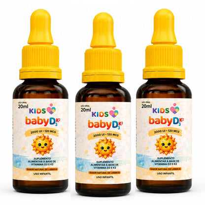 Baby DK 20ml - Vitamina D3 2000 UI + K2 120 MCG - Sabor Laranja - Linha Baby Essence