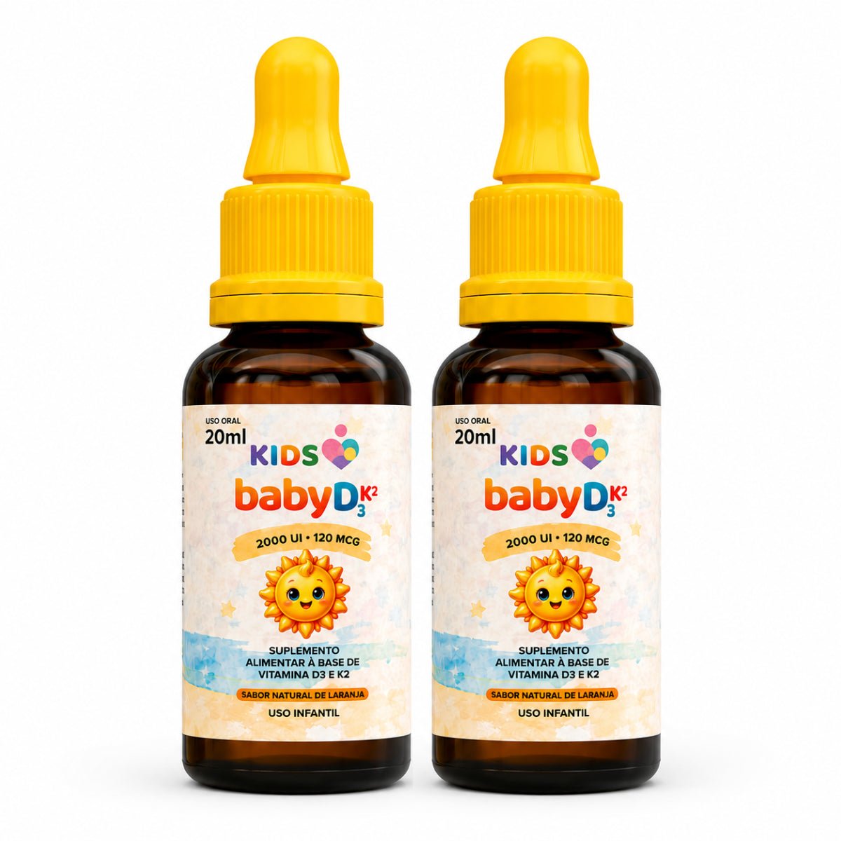 Baby DK 20ml - Vitamina D3 2000 UI + K2 120 MCG - Sabor Laranja - Linha Baby Essence