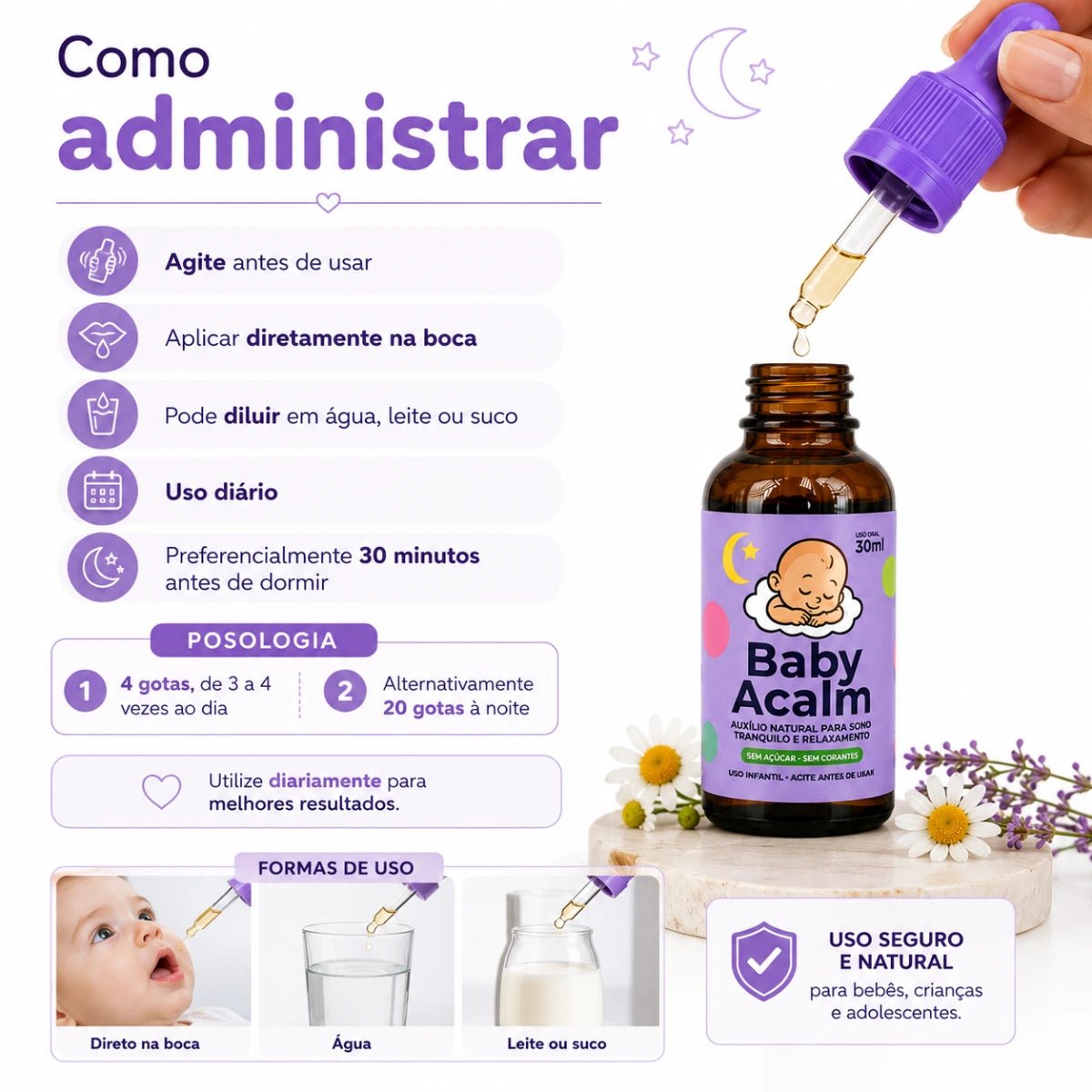 Baby Acalm 30ml - Auxílio Natural para Sono Profundo, Relaxamento e Equilíbrio Emocional - Linha Baby Essence