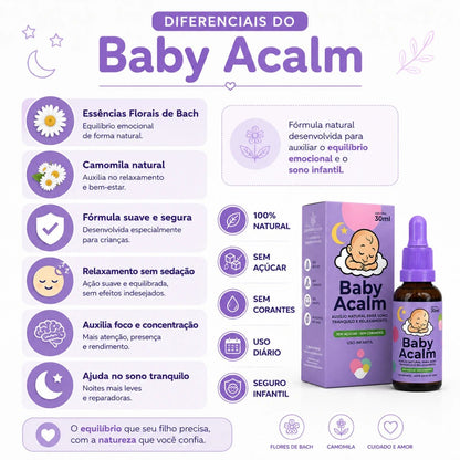 Baby Acalm 30ml - Auxílio Natural para Sono Profundo, Relaxamento e Equilíbrio Emocional - Linha Baby Essence
