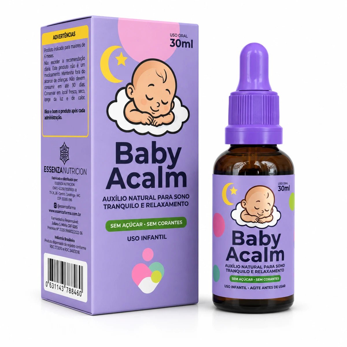 Baby Acalm 30ml - Auxílio Natural para Sono Profundo, Relaxamento e Equilíbrio Emocional - Linha Baby Essence