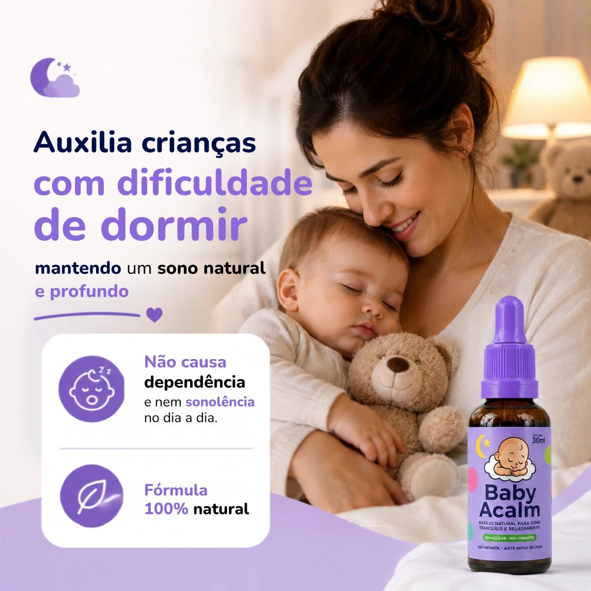 Baby Acalm 30ml - Auxílio Natural para Sono Profundo, Relaxamento e Equilíbrio Emocional - Linha Baby Essence