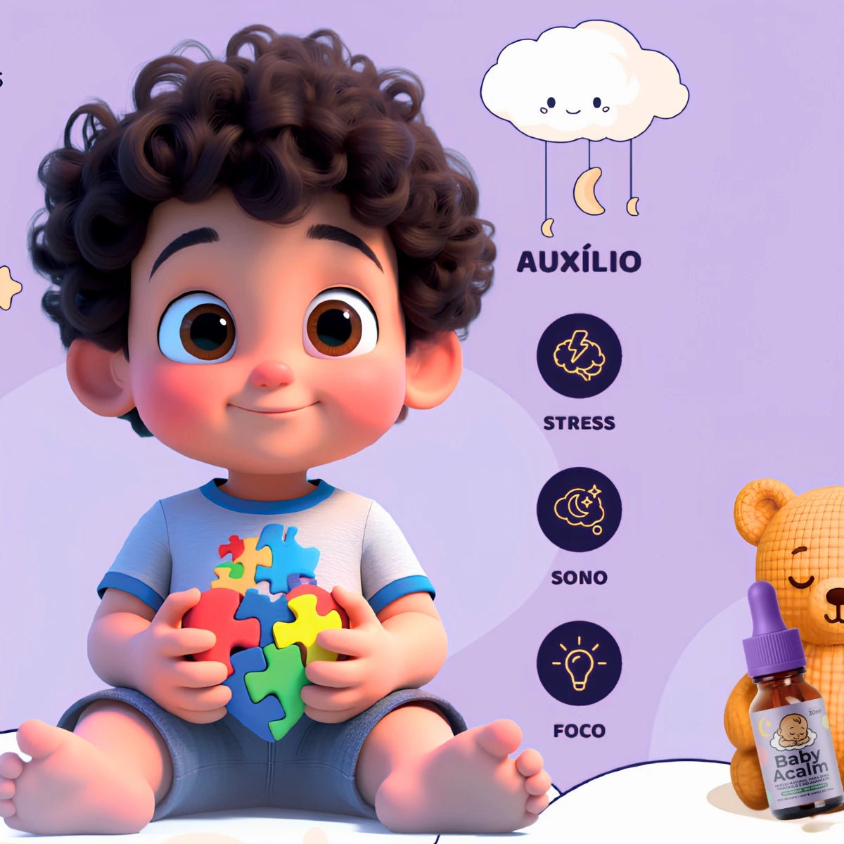 Baby Acalm 30ml - Auxílio Natural para Sono Profundo, Relaxamento e Equilíbrio Emocional - Linha Baby Essence