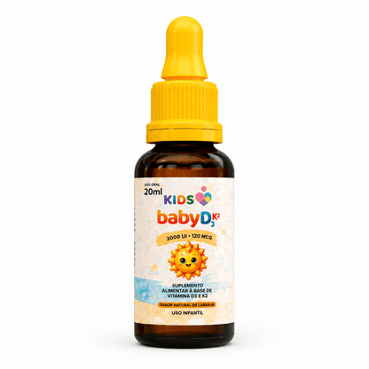 Baby DK 20ml - Vitamina D3 2000 UI + K2 120 MCG - Sabor Laranja - Linha Baby Essence
