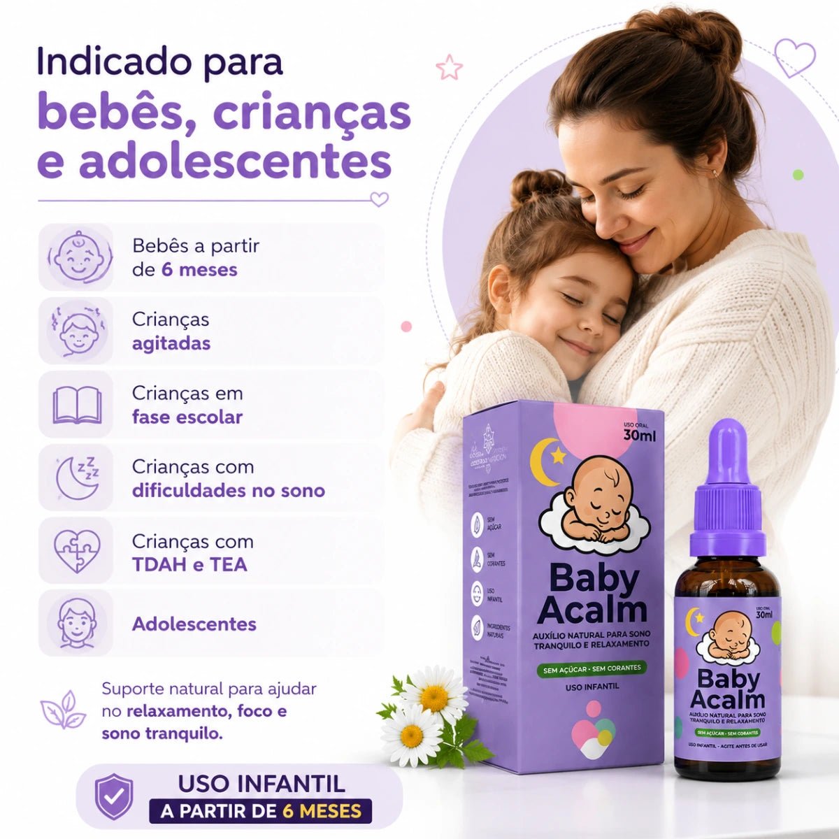 Baby Acalm 30ml - Auxílio Natural para Sono Profundo, Relaxamento e Equilíbrio Emocional - Linha Baby Essence