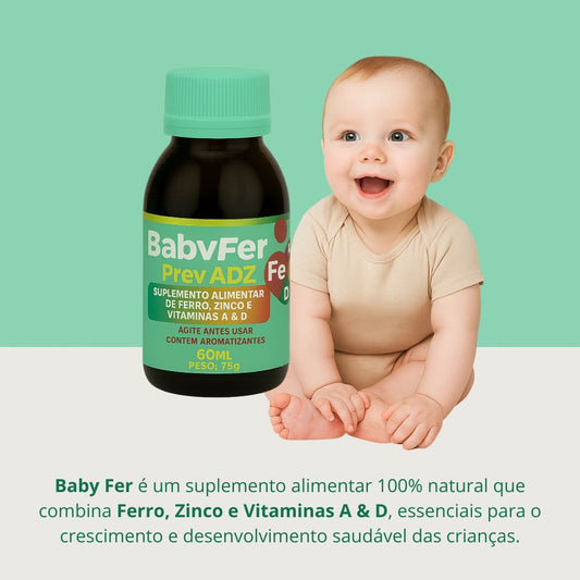 Baby Fer 60ml - Suplemento alimentar de Ferro Albion, Zinco Albion e Vitaminas A e D - Linha Baby Essence