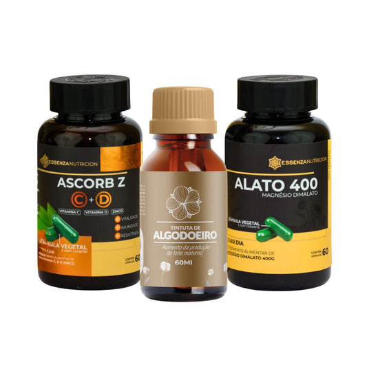 Kit Recuperação Pós - Parto: Tintura de Algodoeiro + Ascorb Z + Alato 400 - Linha Baby Essence