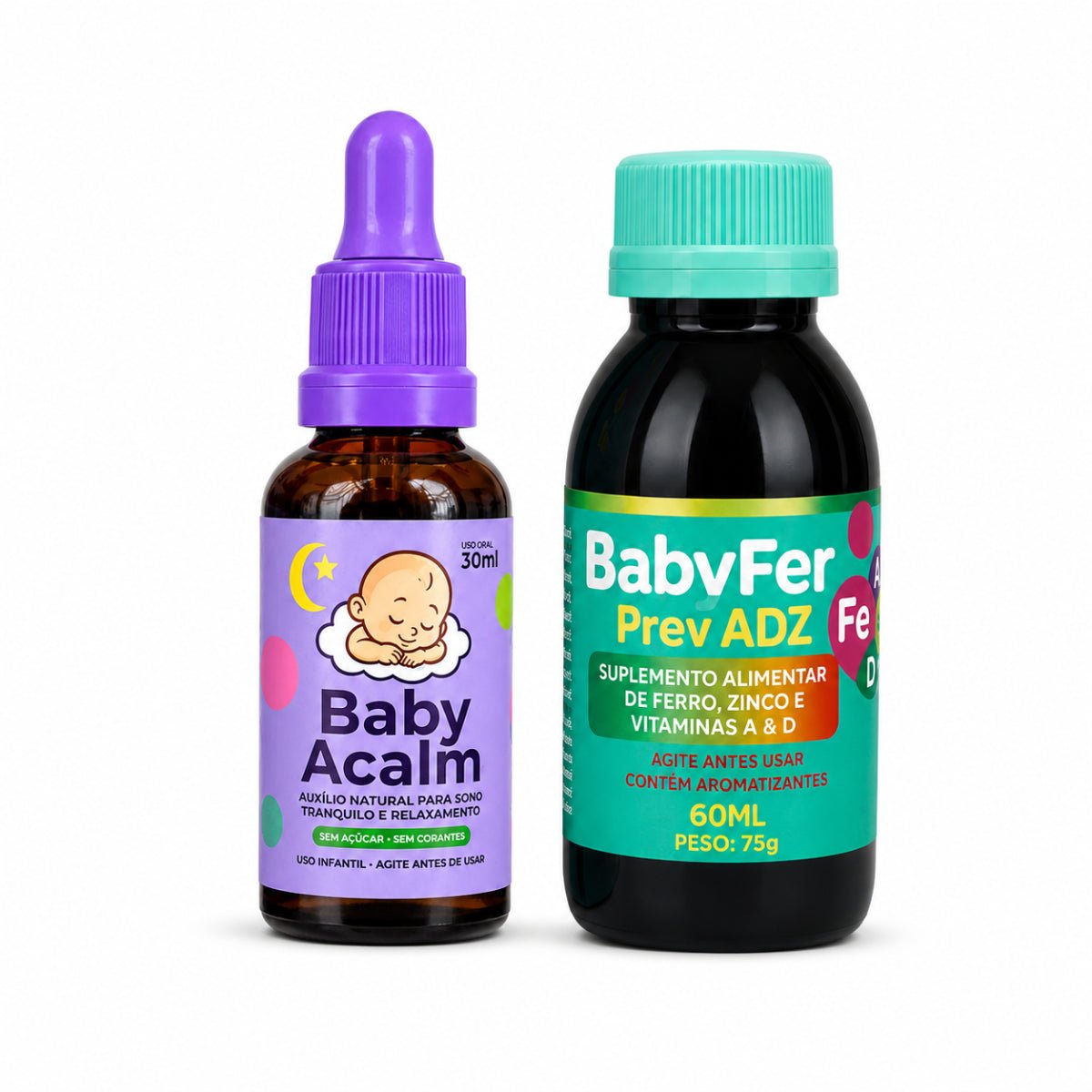 Kit Calma e Desenvolvimento: Baby Acalm + Baby Fer - Linha Baby Essence
