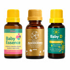 Kit Primeiros Cuidados Mamãe & Bebê: Tintura de Algodoeiro + Baby Essence + Baby D - Linha Baby Essence
