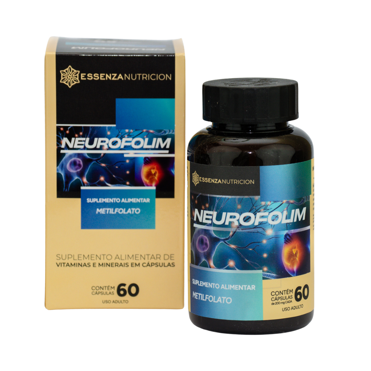 Neurofolim 60 Cápsulas - Vitaminas para Gestantes e Desenvolvimento Neural do Feto - Linha Baby Essence