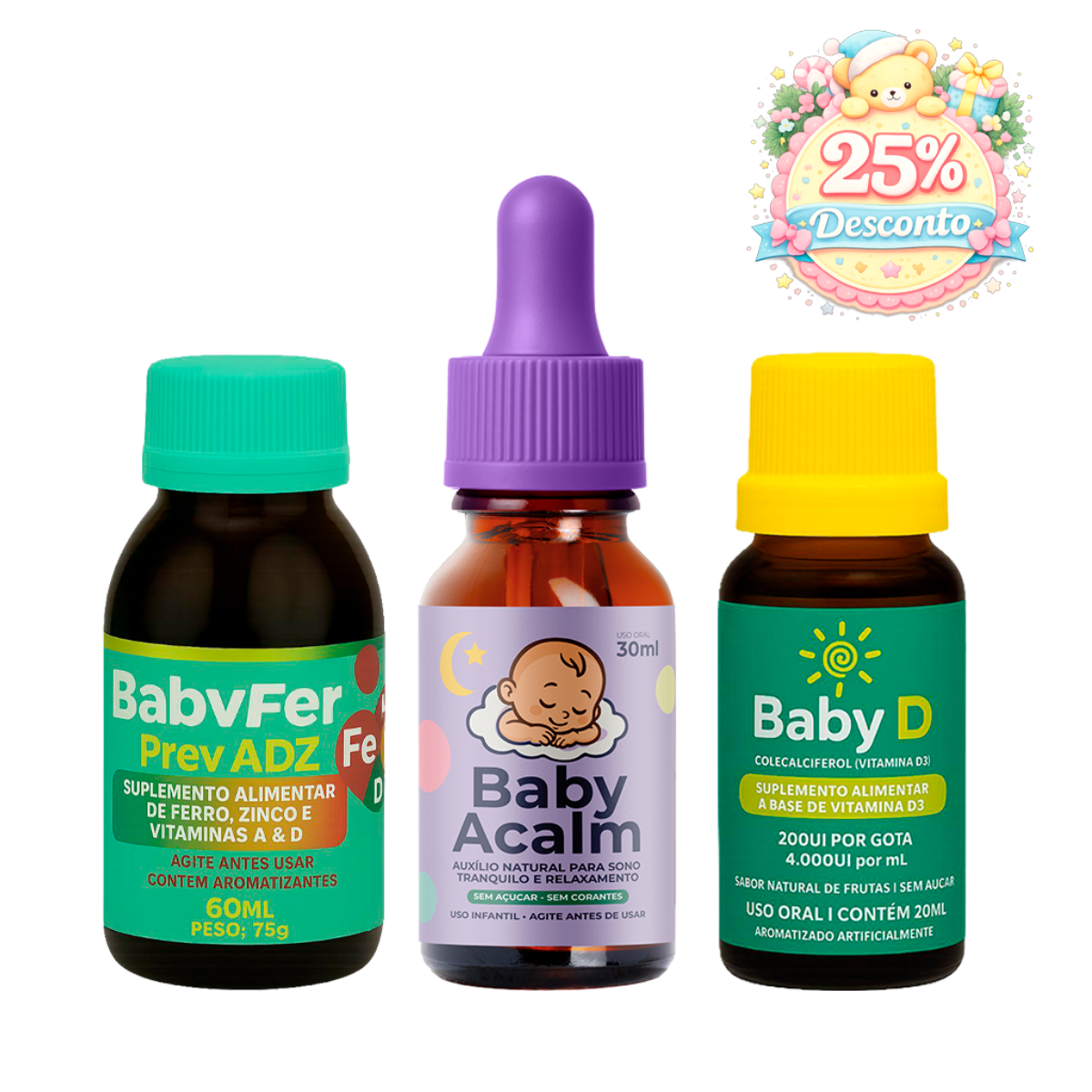 Kit Equilíbrio Completo - Baby Acalm + Baby Fer + Baby D