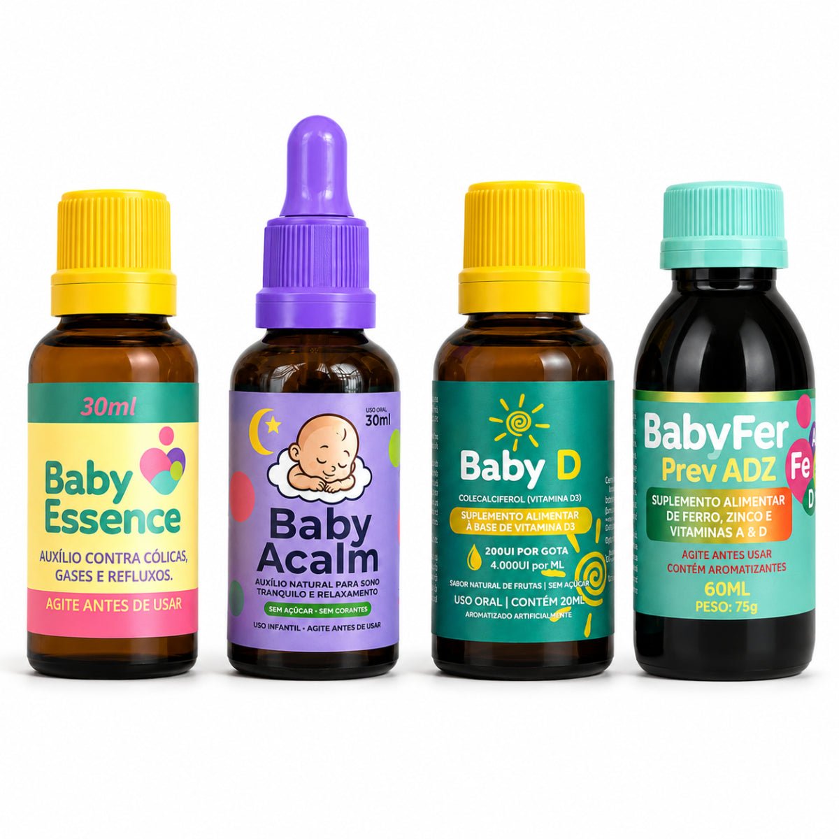 Super Kit Premium: Baby Essence + Baby Acalm + Baby D + Baby Fer - Linha Baby Essence